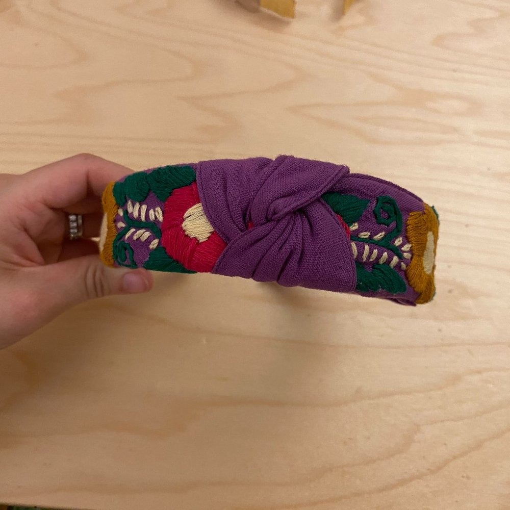 Colorful flower embroidered headband